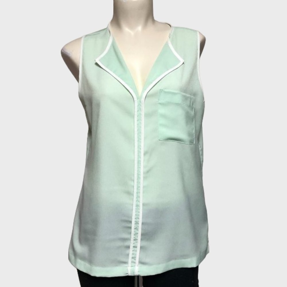 Alfred Sung Light Mint & White Sleeveless Top